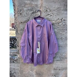 Roundtree & Yorke Gold Label Shirt Mens18 Red Button Down NonIron Cotton Big Man